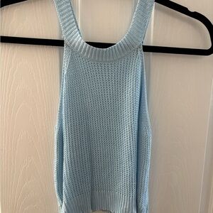 SHEIN Blue Ribbed Sleeveless Tank Top